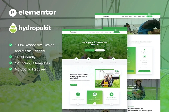 Hydropokit – Hydroponic & Agriculture Elementor Template Kit 1.0.0