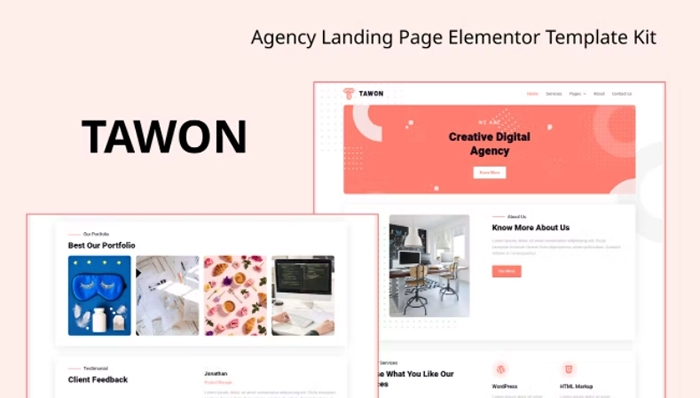 Tawon – Agency Landing Page Elementor Template Kit 1.0.0
