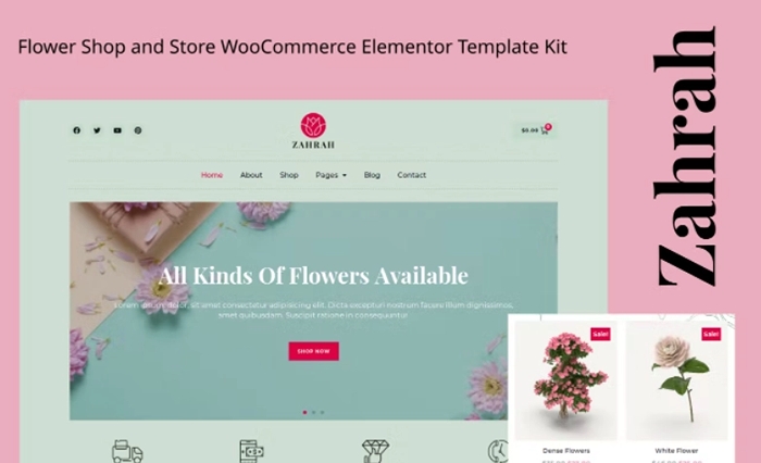 Zahrah - Flower Shop & Store WooCommerce Elementor Template Kit 1.0.0