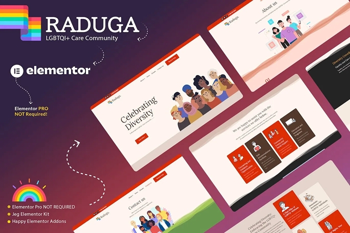 Raduga - LGBTQI+ Care Community Elementor Template Kit 1.0.0