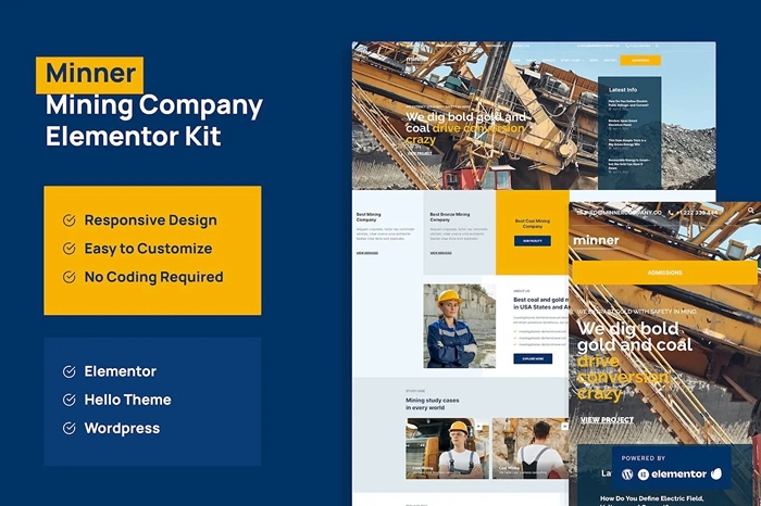 Minner – Construction & Building Elementor Template Kit 1.0.0