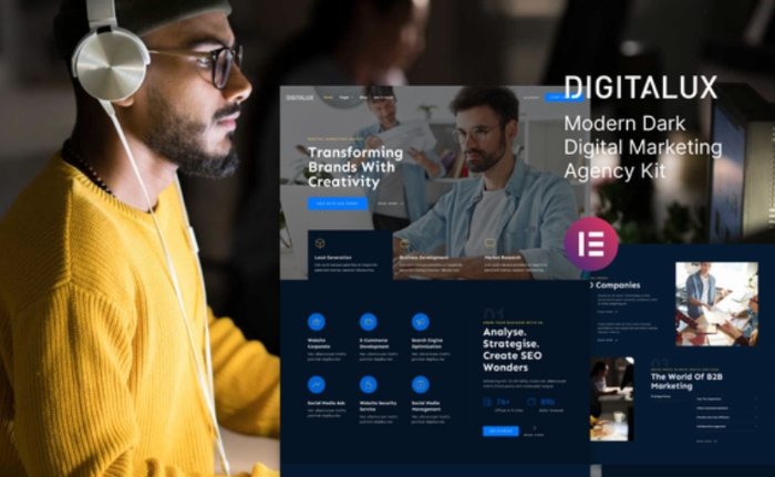 Digitalux – Modern Dark Digital Marketing Agency Template Kit 1.0.0