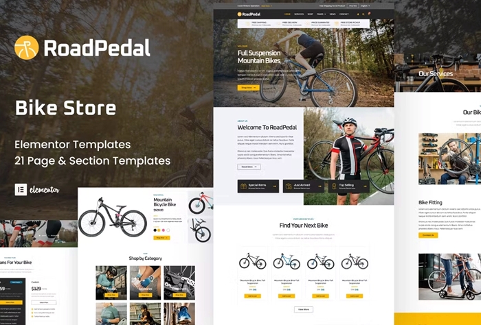 RoadPedal – Bicycle Store Elementor Template Kit 1.0.0