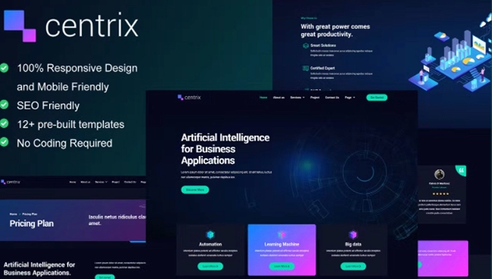 Centrix – Artificial Intelligence & Technology Services Elementor Template Kit 1.0.0