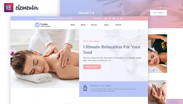 Luna - Spa & Wellness Elementor Template Kit 1.0.0