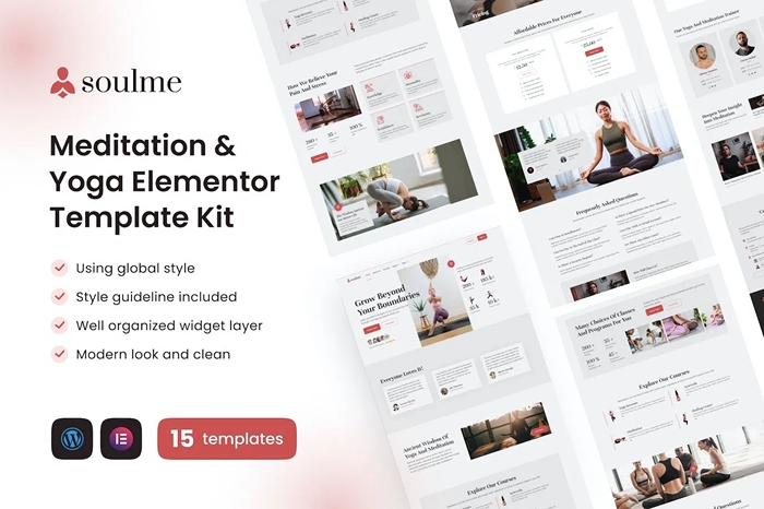 Soulme Yoga Meditation & Wellness Mindfulness Elementor Template Kit 1.0.0
