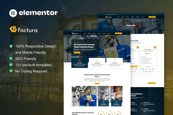 Factura β Industry & Manufacturing Elementor Template Kit 1.0.0