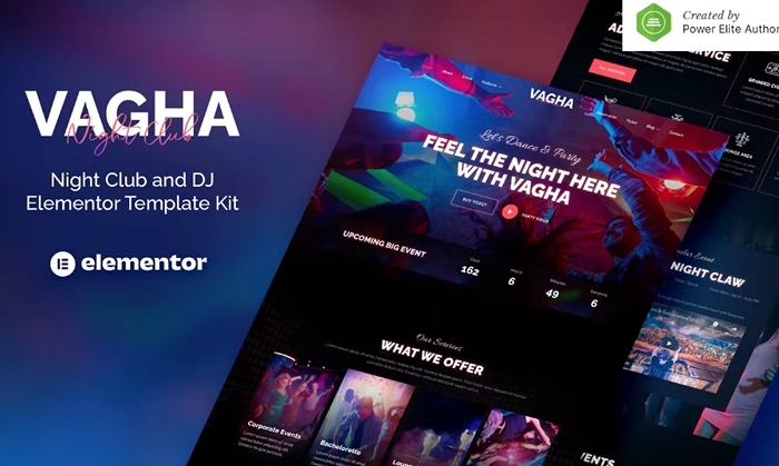 Vagha – Night Club & DJ Elementor Template Kit 1.0.0