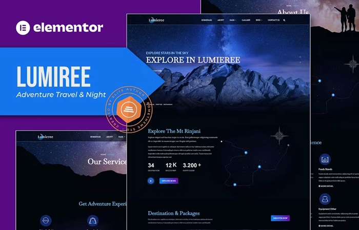 Lumieree – Adventure Travel & Night Camping Elementor Template Kit 1.0.0