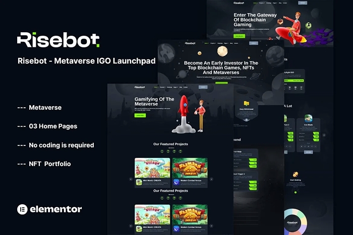 Risebot – Metaverse IGO Launchpad Elementor Template Kit 1.0.0