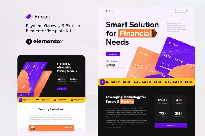 Finext – Payment Gateway & Fintech Elementor Template Kit 1.0.0
