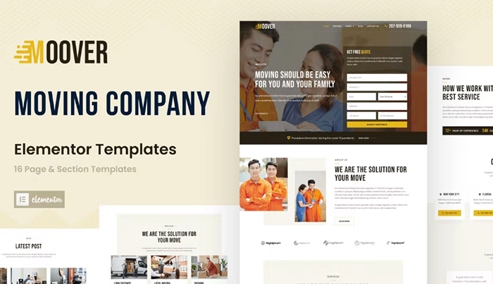 Moover – Moving Company Website Elementor Template Kit 1.0.0
