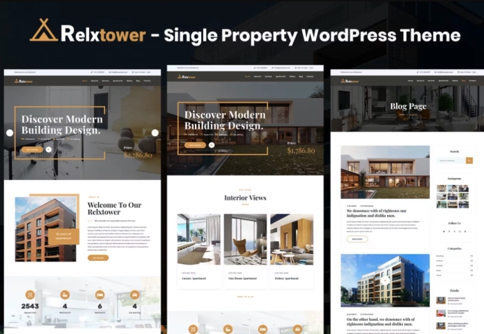 Relxtower – Single Property Elementor WordPress 1.0