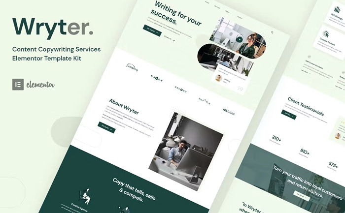 Wryter - Content Copywriting Services Elementor Template Kit 1.0.0
