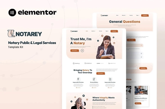 Notarey – Notary Public & Legal Services Elementor Template Kit 1.0.0