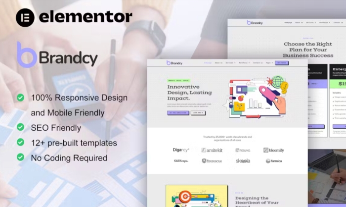 Brandcy – Branding & Digital Marketing Agency Elementor Template Kit 1.0.0