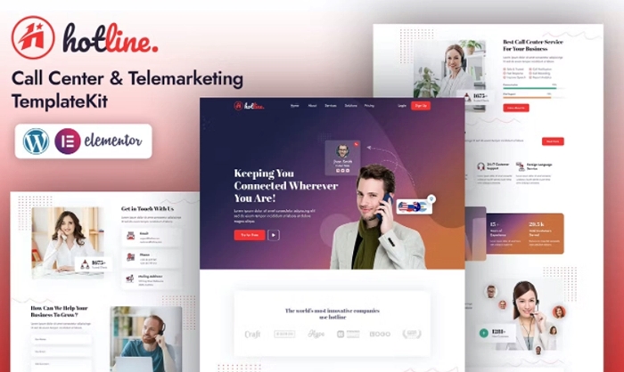 Hotline – Call Center &Telemarketing Elementor Template Kit 1.0.0