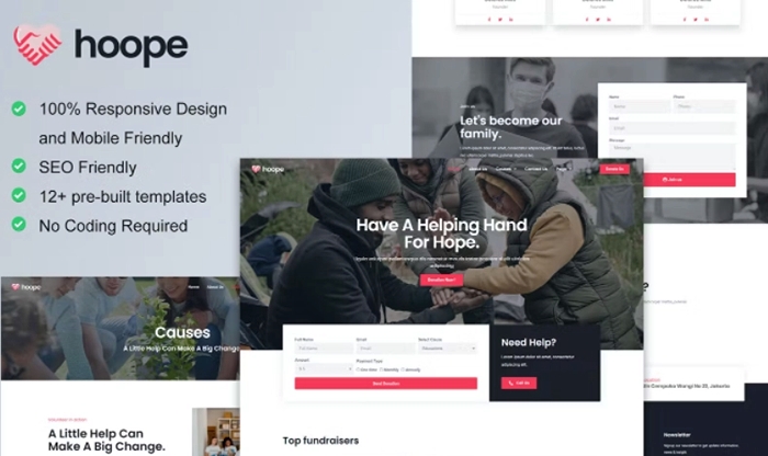 Hoope – Charity & Donation Elementor Template Kit 1.0.0