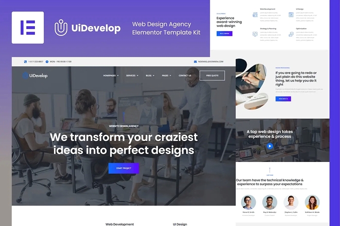 UiDevelop – Web Design Agency Elementor Template Kit 1.0.0
