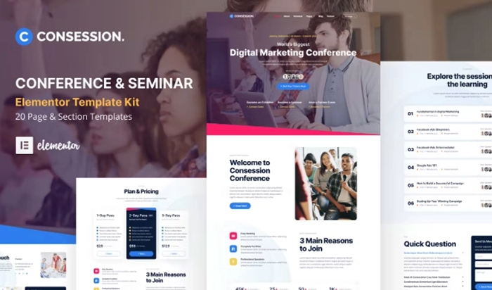 Consession – Conference & Seminar Elementor Template Kit 1.0.0