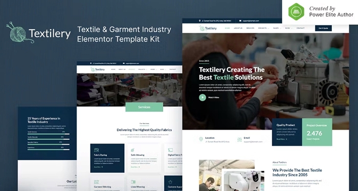 Textilery – Textile & Garment Industry Elementor Template Kit 1.0.0