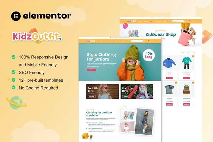 KidzOutfit - WooCommerce Kids Fashion Shop Elementor Template Kit 1.0.0
