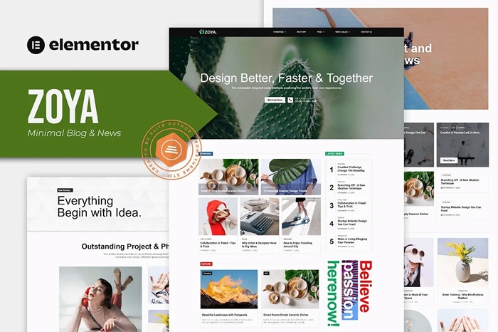 Zoya – Minimal Blog Elementor Template Kit 1.0.0