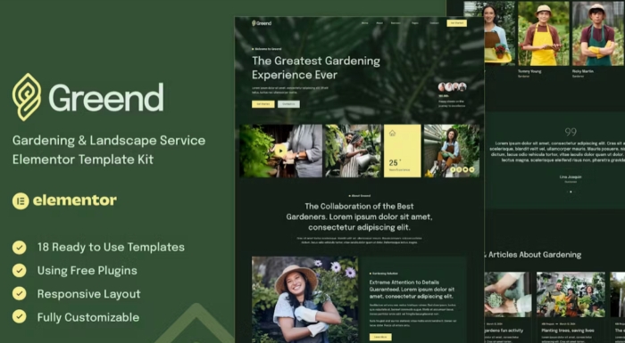 Greend – Gardening & Landscape Service Elementor Template Kit 1.0.0