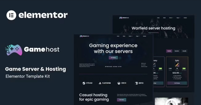 Gamehost – Game Server & Hosting Elementor Template Kit 1.0.0