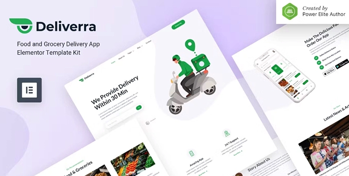 Deliverra – Food & Grocery Delivery App Elementor Template Kit 1.0.0