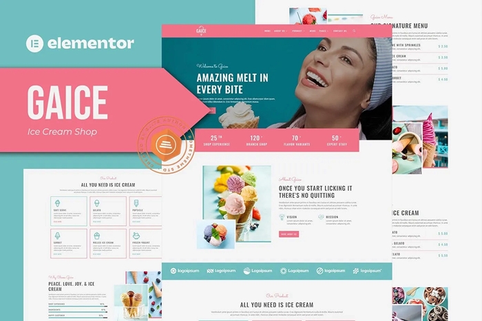 Gaice – Ice Cream Shop Elementor Template Kit 1.0.0