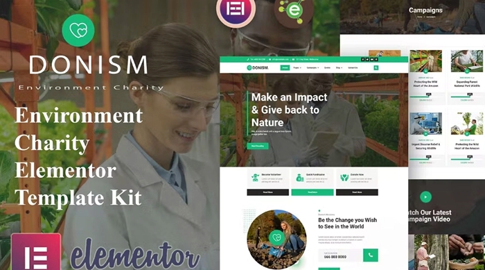 Donism – Environment Charity Elementor Template Kit 1.0.0