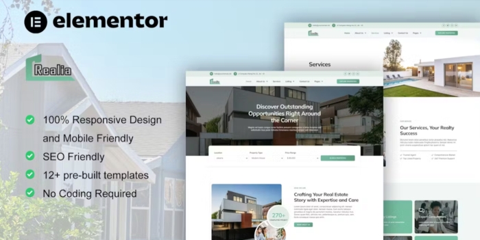 Realea – Real Estate & Property Elementor Pro Template Kit 1.0.0