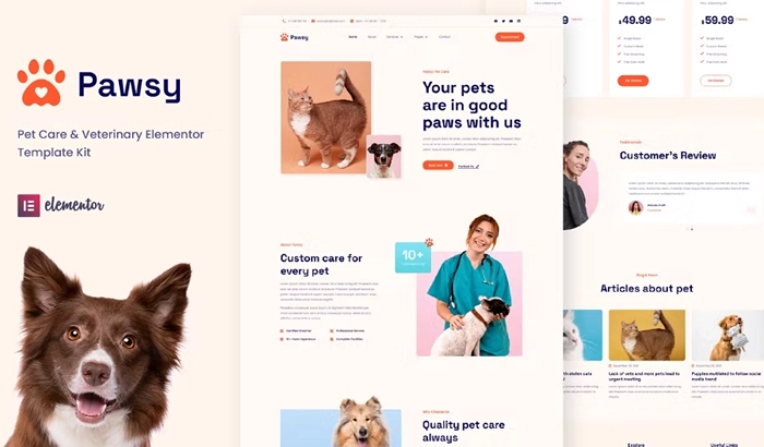 Pawsy - Pet Care & Veterinary Elementor Template Kit 1.0.0