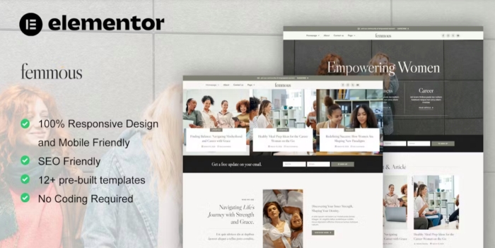 Femmous – Modern Feminine Blog Elementor Template Kit 1.0.0