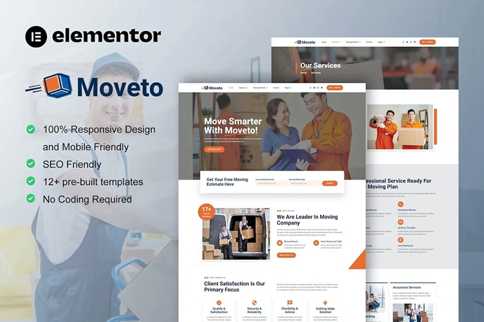 Moveto - Moving Company Elementor Template Kit 1.0.0