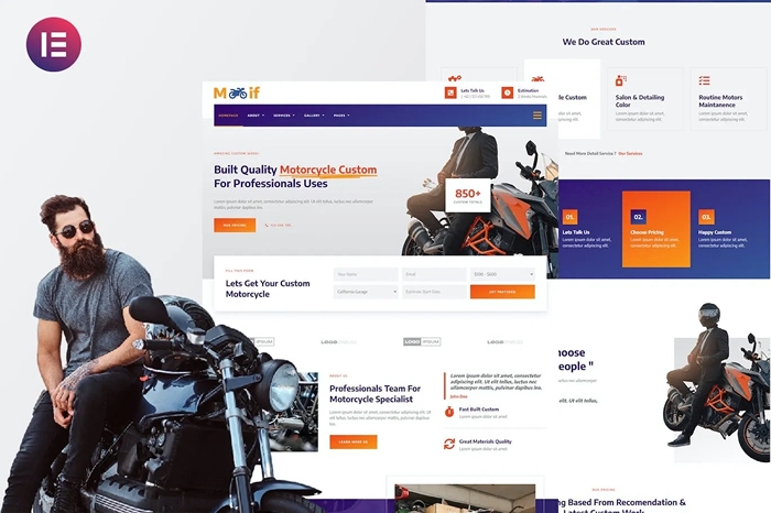 Modif – Custom Motorcycle Elementor Template Kit 1.0.0