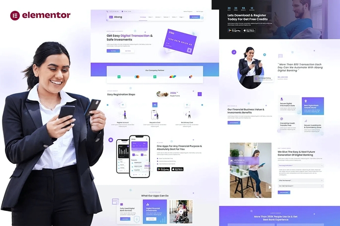 Abang – Digital Bank & Financial Investment Elementor Template Kit 1.0.0
