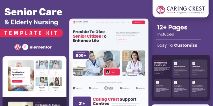 Caring Crest - Senior Care Services Elementor Template Kit 1.0.0