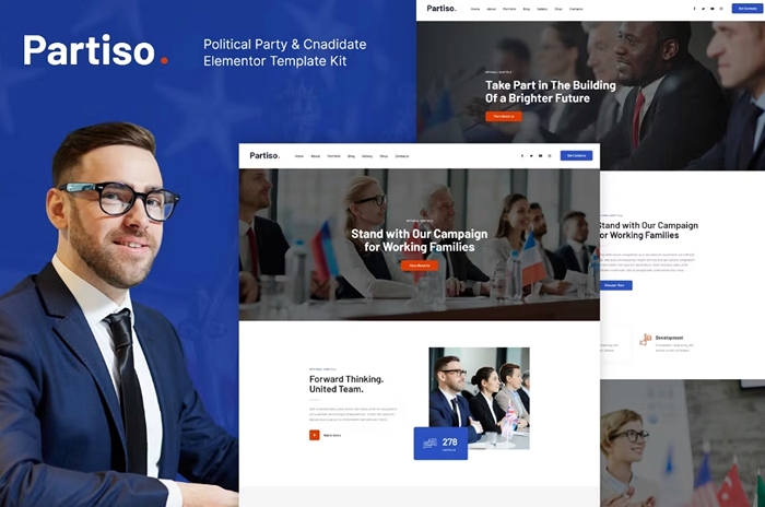 Partiso - Political Party & Candidate Elementor Template Kit 1.0.0