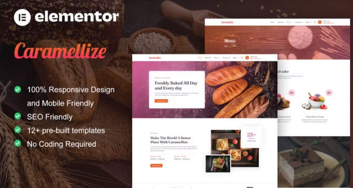 Caramellize – Bakery & Pastry Elementor Pro Template Kit 1.0.0