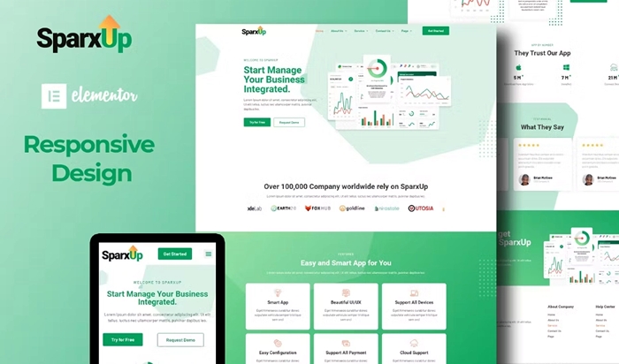 SparxUp – Saas & Startup Elementor Template Kit 1.0.0