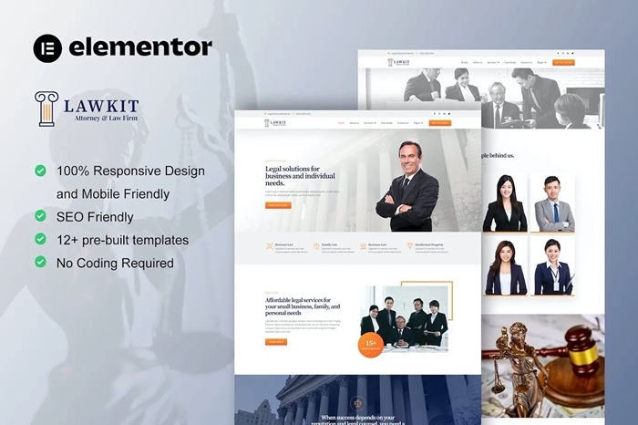 Lawkit – Attorney Law Firm Elementor Template Kit 1.0.0