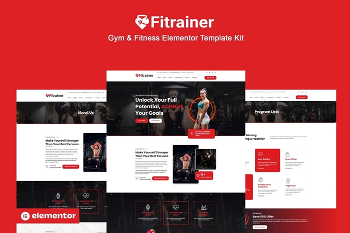 Fitrainer – Gym & Fitness Elementor Pro Template Kit 1.0.0