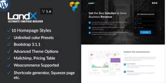 LandX Multipurpose WP Theme Software Application Landing Pages Builder for Marketing Agency 1.9.7