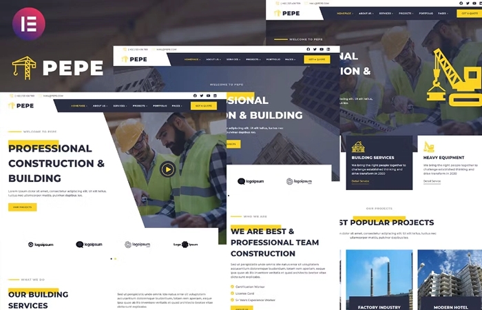 Pepe – Building & Construction Business Services Elementor Template Kit 1.0.0