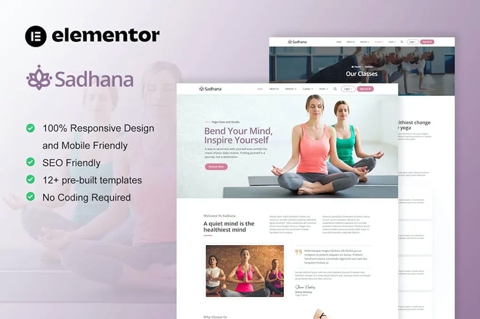 Sadhana – Yoga Teacher & Studio Elementor Template Kit 1.0.0