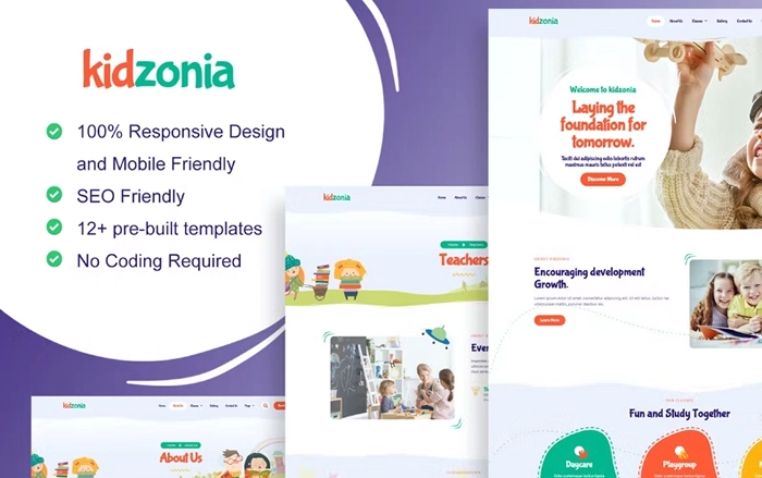 Kidzonia – Kindergarten & Child Care Elementor Template Kit 1.0.0