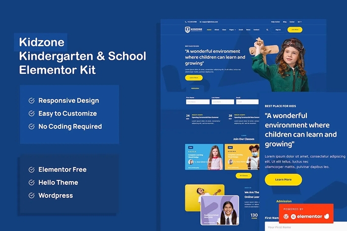 Kidzone – Kindergarten & School Elementor Template Kit 1.0.0