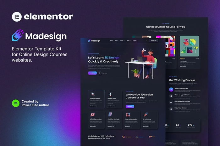 Madesign - Online Design Courses Elementor Template Kit 1.0.0